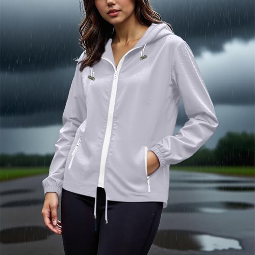 Packable Rain Jacket Women Waterproof Lightweight Raincoat with Hood Outdoor Hiking Travel Hooded Windbreaker Jackets4