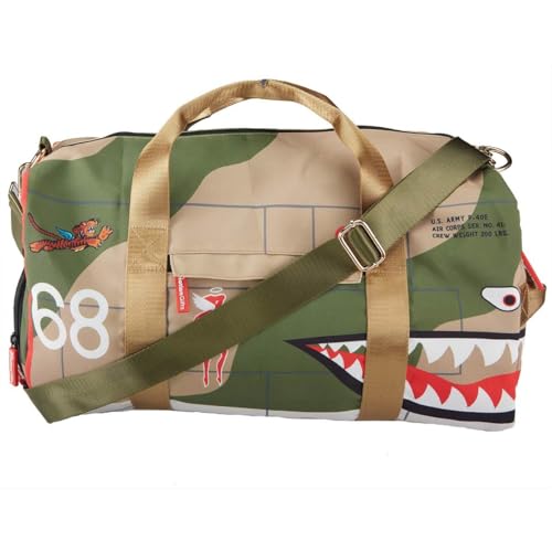 P-40 Flying Tigers All-Purpose Duffel Bag with Handle, Features Multiple External Pockets