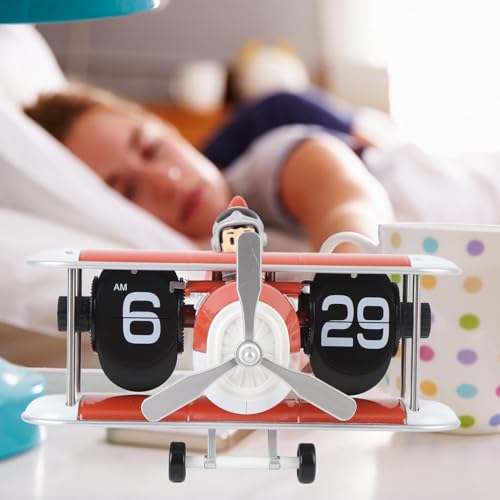 Reloj de escritorio de avión naranja rojo con diseño premium 6