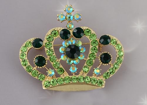 Image of Alilang Amethyst Purple Multi-Colored Crystal Rhinestone Royal Princess Queen Crown Brooch Pin