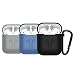 Easy+ Compatible Airpods Case, 3 pcs Silicone Protective Cover 3 pcs Keychain (BlackBlueGrey)