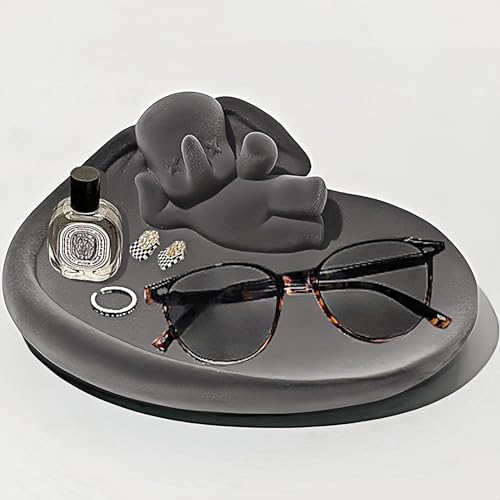 Styptika Light Luxury Flocking Elephant Jewelry Tray, Ring Dish Ring Holder for Women, Birthday Gifts for Women, Bridesmaid Gifts, Trinket Dish, Cute Home Decor Entry Room Decor, Gray