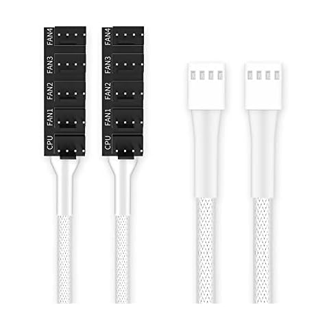 PANO-MOUNTS 2-Pack PWM Fan Hub Cable 4Pin Computer CPU Case Fan White Splitter 5 Port 1 to 5 Fans for 3Pin Computer PC Case Fan 4Pin PWM Fan ITX Mining Rig Frame Case Cover