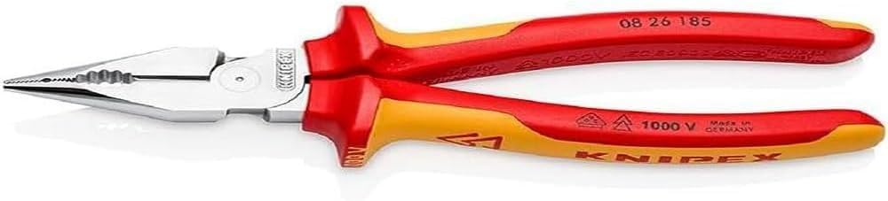 KNIPEX Szczypce uniwersalne z ostro zakończonymi szczękami w opakowaniu z zawieszką chromowany z wielokomponentowymi osłonkami, 08 26 185 SB