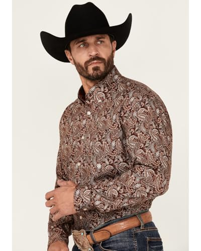 ROPER Western Shirt Mens L/S Paisley Cotton Wine 03-001-0326-1013 WI2