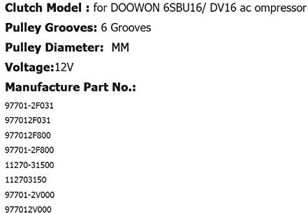 Miniatura 4 de GOWE para Doowon 6SBU16 DV13 AC Compresor para Veloster Accent 1.6 CERATO 97701-2V000 97643-1J100 977012V000 97701-2F800