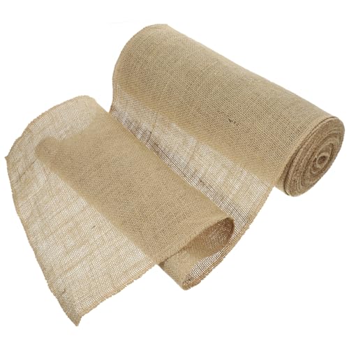 DIYEAH 1 Rollo de mesa de arpillera mantel fiesta yute de mesa para fiesta cinta cesta de mesa rústico de arpillera corredores de mesa de arpillera Sabana de algodon