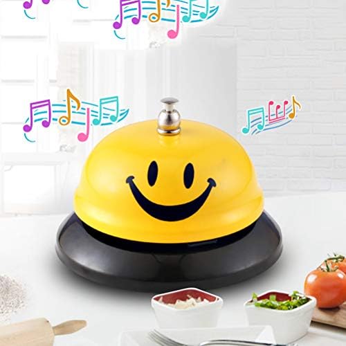 kuou Call Service Bell, Desk Bell Game Bell, Reception Areas Bells for Classic Concierge Porter Kitchen Restaurant Bar Use (Happy Face)