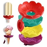 GJKLO 4-Teiliger Tropffreier Eis am Stiel-Halter für Kinder, Eishalterung Kinder, Silikon Eis Halter in Multicolor, Eis Tropfschutz für Jungen&Mädchen(C)