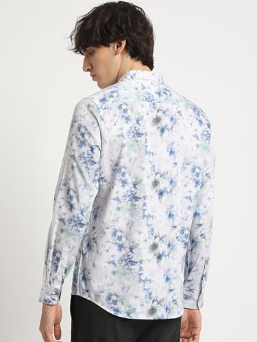 Image of Men Multicolour Printed Slim Fit Cotton Casual Shirt
