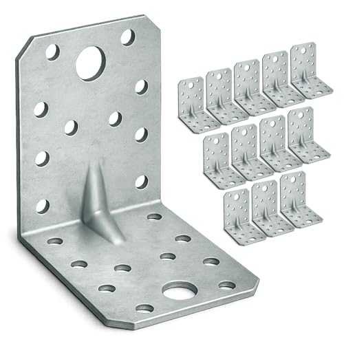 OMIDEAS 12 x Equerre d'assemblage renforcée (70 x 70 x 55 x 1.5) Equerre de Fixation Angle Droit Support en forme de L, Équerre Angle 90 Degrés en Acier, Équerre de...