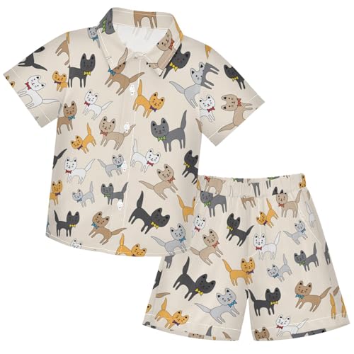 Image of visesunny Boy Floral Short Sleeve Button Down Shirt & Casual Shorts Set Summer Outfits 3-10 Years Clothes