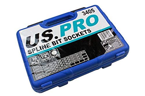 US PRO Tools 26-teiliges Stecknuss-Set 1/2 Zoll – Mit Koffer, Für M5 Bis M16, CR-V Stahl