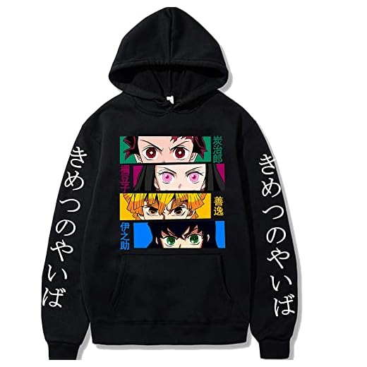 Zhongkaihua Kimetsu No Yaiba Sudadera con Capucha Anime Kamado Tanjiro/Nezuko/Agatsuma Zenitsu Sudadera con Capucha Chaqueta Manga Larga Weatshirts