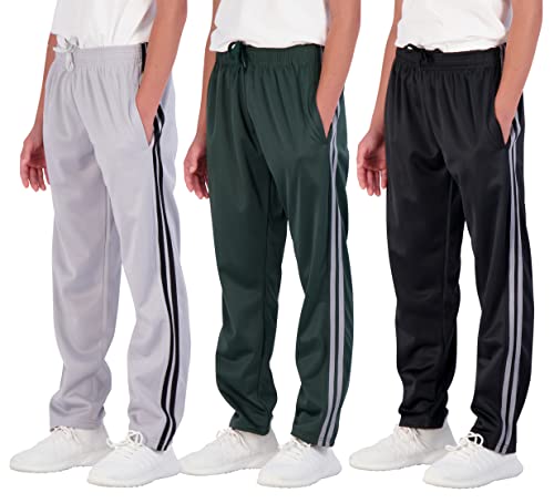 Real Essentials 3 Pack: Boys Active Tricot Sweatpants Track Pant Basketball Athletic Fashion Teen Sweat Pants Soccer Casual Girls Lounge Open Bottom Fleece Tiro Activewear Training- Set 7,Xl  cover
