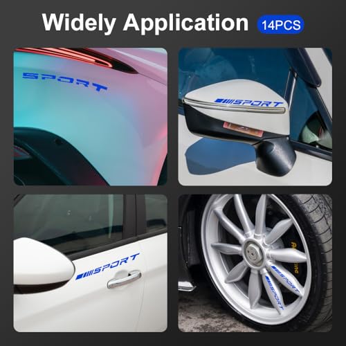Image of 14 PCS Rim Decal Stripe for 18-21 Inch Wheels - Reflective Car Wheel Accessory, Available on Most Models (Blue)