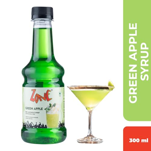 Image of Zone Green Apple flavoured syrup 300ml | Tangy Fruit Syrup | Pure Flavor for Mocktails, Cocktails, Lemonades, Iced Teas & More 12+ Flavours