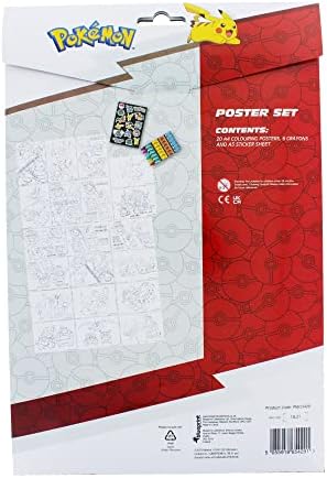 Blueprint Collections Pokemon Poster Set | Pokemon Colouring Set | Pokemon Colouring Posters & Crayon Set | Pokemon Stationery