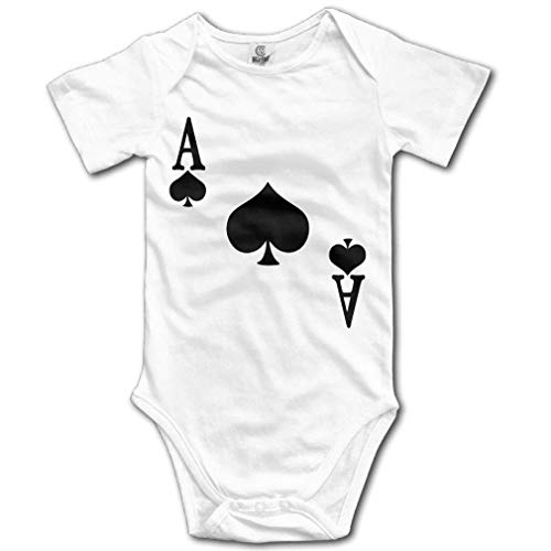Ace of Spades Poker Cute Baby Onesie Short Sleeve Unisex Infant Rompers Bodysuit White, 6-12 Months