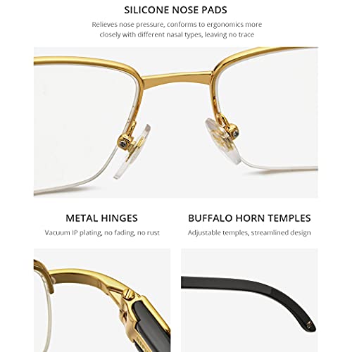 Image of HEPIDEM 100% Really Buffalo Horn Handmade Sun Glasses Square Rimless Luxury BUffs Sunglasses 0816