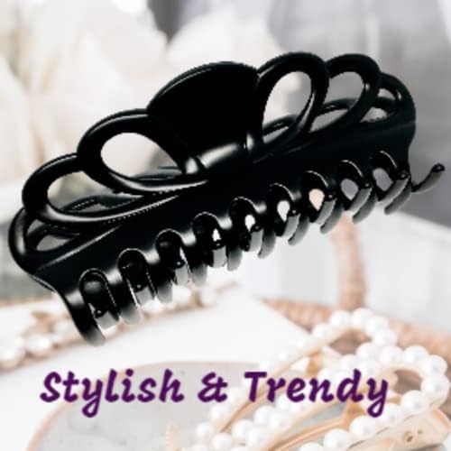 Marrie Extra Large Hair Claw Clips for Women Thick Long Curly Hair Nonslip Jumbo Strong Big Hold Jaws Clip Clamp Grip French Hair Styling Accessories 5.8 Inches long (Black & Brown)