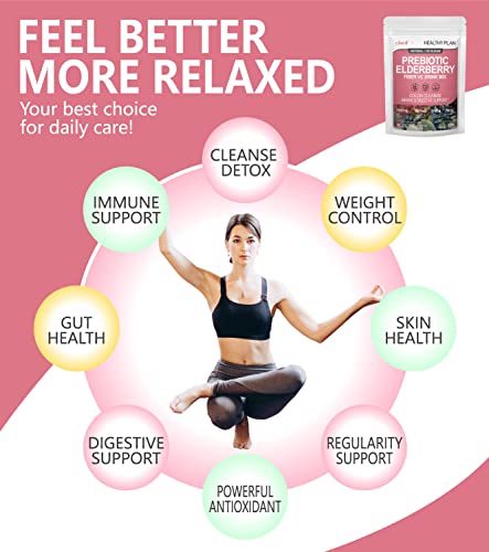 Ciwoll Prebiotic Fiber Powder With Elderberry And Vitamin C - 20 Stick Packs - Immunity Defense Booster Supplement, Daily Digestive & Gut Health Support, Helps Colon Cleanse & Detox #TOP2