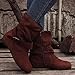 Women's Cowboy Ankle Boots Western Cowgirl Boots Faux Suede Vintage Boot Round Toe Low Chunky Heel Ankle Booties Fashion Retro Classic Booties Slip on Bootie Country Boot Coffee
