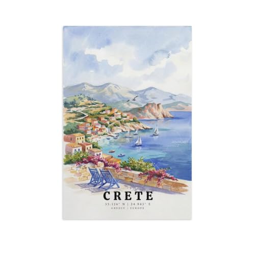 Paysage urbain de Crète en aquarelle esthétique pour apporter une touche artistique colorée