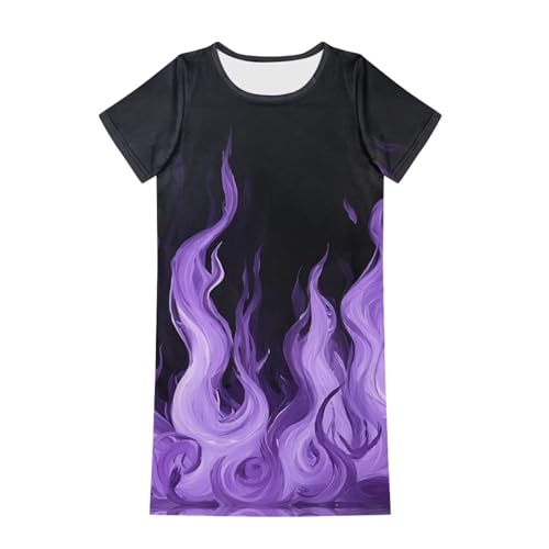 Kids Toddler Dress for Girls 3-14Y Summer Cute Dresses Short Sleeve Swing Shirt Dress Home Play Clothes3