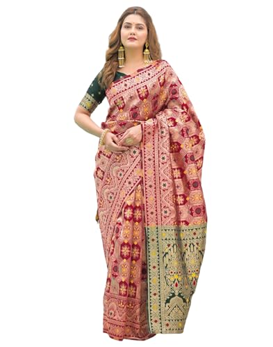 Image of SIRIL Women's Banarasi Weaving Soft Silk Saree With Unstitched Blouse Piece(4791S141 Green)