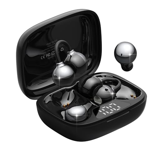 Schickes Open Ear Kopfhörer 6.0 & Mini-Kopfhörer 2-in-1 Set mit 36 Std Akkulaufzeit, Bassstark, Ultrakompakt & IPX5 Wasserdicht, Für Arbeit, Sport & Schlaf, Tag-/Nacht-Tragemodus (Warmes Schwarz)