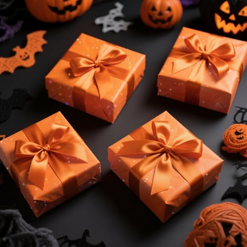 Image of Orange Glitter Tissue Paper for Gift Bags 36 Sheets 14x20 Inch - Recyclable Wrapping Paper for Halloween, Fall, Thanksgiving Party & Festival Decorations DIY Craft Supplies