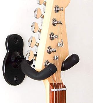 Sound harbor Guitar Wall Mount Wall Hanger 3 Pack Hook Black Metal Guitar Holder for Acoustic Electric Bass Guitar Ukulele Banjo Mandolin