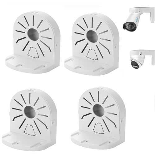 Indoor Outdoor Camera Bracket ABS Plastic Wall Mount L-Shaped Bracket for Security Dome IP Camera Mounting, Junction Box Cable Management (4.5in-SL-4PACK)