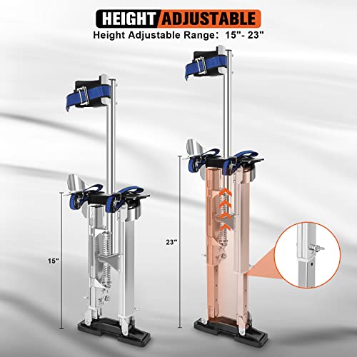 Olenyer 15"-23" Drywall Stilts For Adults Height Adjustable Work Stilts Lifts Aluminum Tool Stilt For Painting Painter Pruning Branches Or Cleaning #TOP1