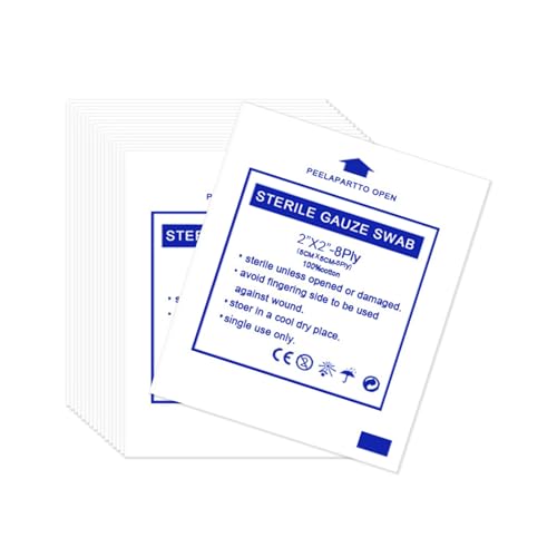 50 Pcs Sterile Gauze Pads 5x5cm,Gauze Dressings for Wounds Sterile,SterileGauze Swabs,Medical GauzePads,Dressing Pads,Fabric Bandage Compressed Cleaning Steril Wash,for Home Outdoor First Aid Kits
