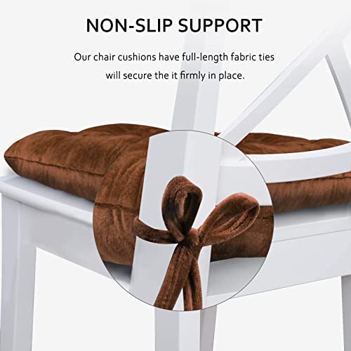Elfjoy 4 Pack Chair Cushions For Dining Chairs Chair Pads Cushion For Kitchen Office Tufted Square Seat Cushion With Ties (U Shape Coffee) #TOP4