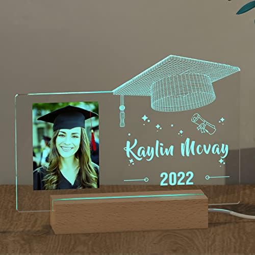Personalised Graduation Gifts - Custom Photo Night Light, 3D Illusion Graduation Cap Led Lamp, Class of 2022 Gifts for Her Him Daughter Son Teachers Grad College Gifts Home Decor by iDIY