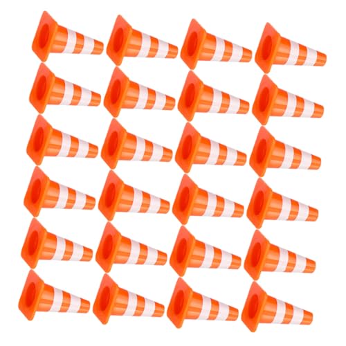BCOATH 100 pièces Cônes de Signalisation Miniatures Orange Jouets Éducatifs de Barricades Routières et Panneaux Miniatures pour Jeu de Construction et Apprentissage des Routes