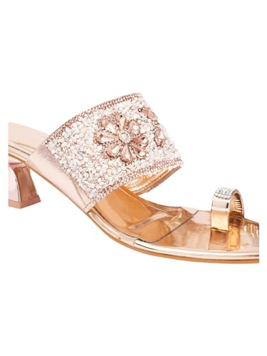 Image of TRYME Fancy Embroidery Kitten Heel Sandal Stylish Embellished Wedding Footwear Sandals For Women & Girls