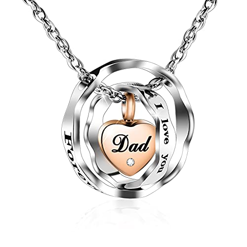 SOITIS Urn Necklace for Ashes Stainless Steel Cremation Necklace with Heart Waterproof Ashes Necklace Memorial Keepsake