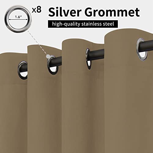 Image of Easy-Going Outdoor Curtains for Patio 1 Panel, 54x108 inch, Khaki | Waterproof, Windproof, Weatherproof Privacy Outdoor Curtains for Cabanas Porches and Pergolas, Grommet Top and Tab Bottom