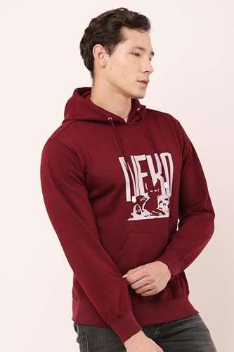 Image of GWADI'S Men's Printed Long Sleeves Fleece Hooded Neck Winter Wear Hoodie with Front Kangaroo Pocket