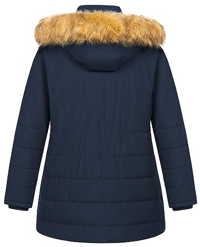 Chrisuno Women's Plus Size Winter Puffer Jacket Warm Long Winter Coats Quilted Waterproof Fleece Lined Detachable Fur Hood2