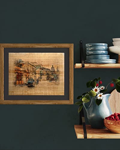 Havana Cuba Street Painting Sketch Printing On Authentic Egyptian Papyrus Paper - Best Gift For Cuba Fans - Unframed - Frameable - 11.2X8.5 Inches #TOP7