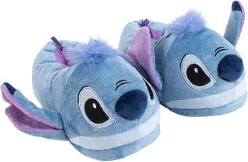 Disney Stitch Lilo&Stitch Chaussons 3D chauds et moelleux pour femme Taille 36-41 Bleu, bleu clair, 40/41 EU