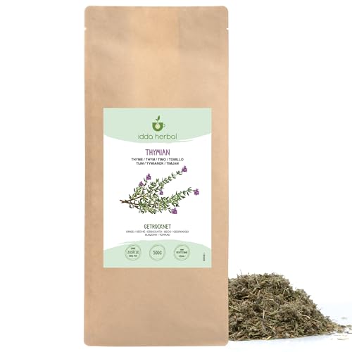 Tomillo seco (500g), tomillo frotado, 100% puro y natural para preparar mezclas de especias y té de tomillo