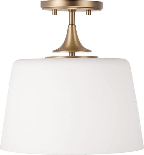 HomePlace Lighting 248911AD Presley - Lámpara de techo convertible con cono de cristal blanco suave de transición, 1 luz de 100 vatios, 11 pulgadas
