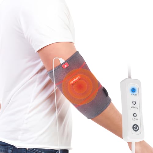 Comfheat Elbow Heat Pad Wrap for Joint Pain Relief USB Heated Elbow Sleeve for Tendonitis and Tennis Elbow Portable Heat Therapy Elbow Brace Adjustable Temperature (Non-Chargeable)