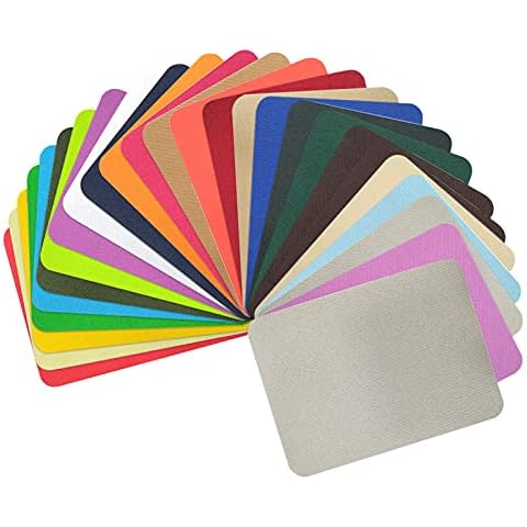 26Pcs Iron on Patches, Repair Patches for Clothing, 26 Colors Self-Adhesive Square Colorful Iron On Mending Patches Fabric for Girls Kids Jeans and Clothing Repair (9.5X 12.4cm) Cover